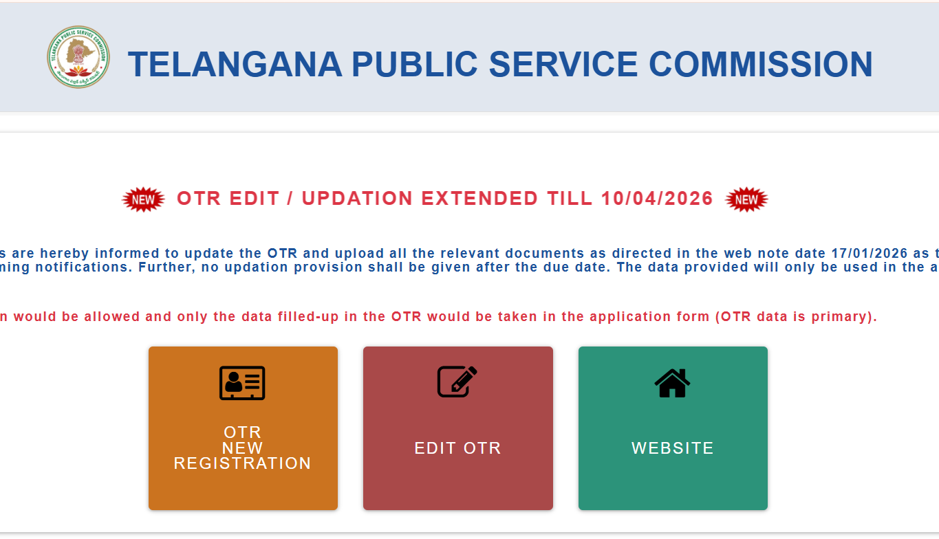 TGPSC OTR Extended Date Details Released: Final Deadline April - టీజీపీఎస్సీ ఒటీఆర్ పొడిగించిన తేదీ వివరాలు విడుదల: చివరి గడువు ఏప్రిల్