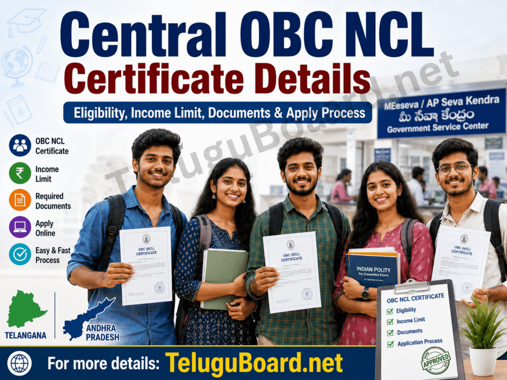 OBC NCL Certificate: Complete Guide - OBC NCL సర్టిఫికేట్: అర్హత, డాక్యుమెంట్లు, దరఖాస్తు విధానం