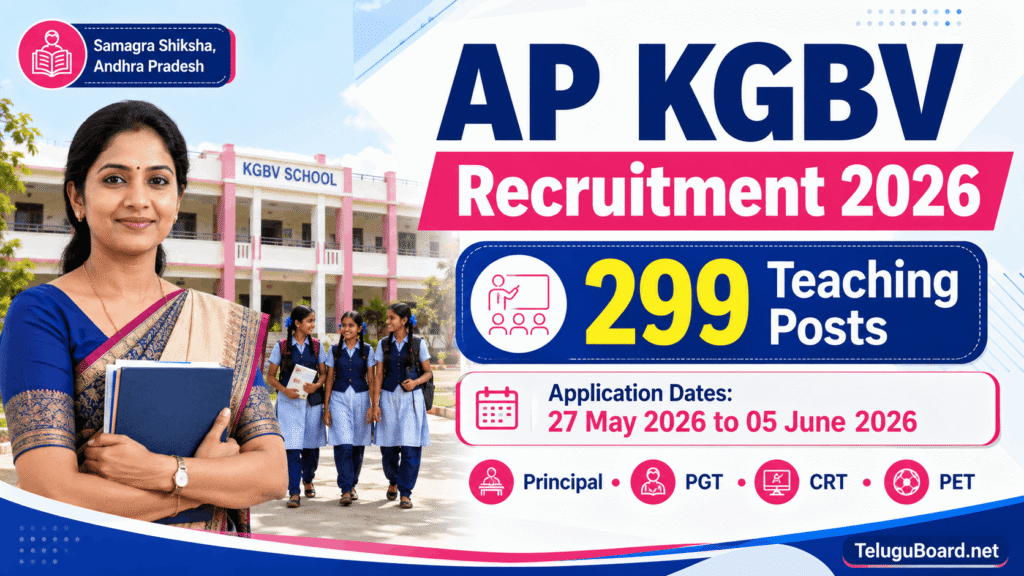 AP KGBV Recruitment 2026 notification for 299 teaching posts in Kasturba Gandhi Balika Vidyalayas on TeluguBoard.net