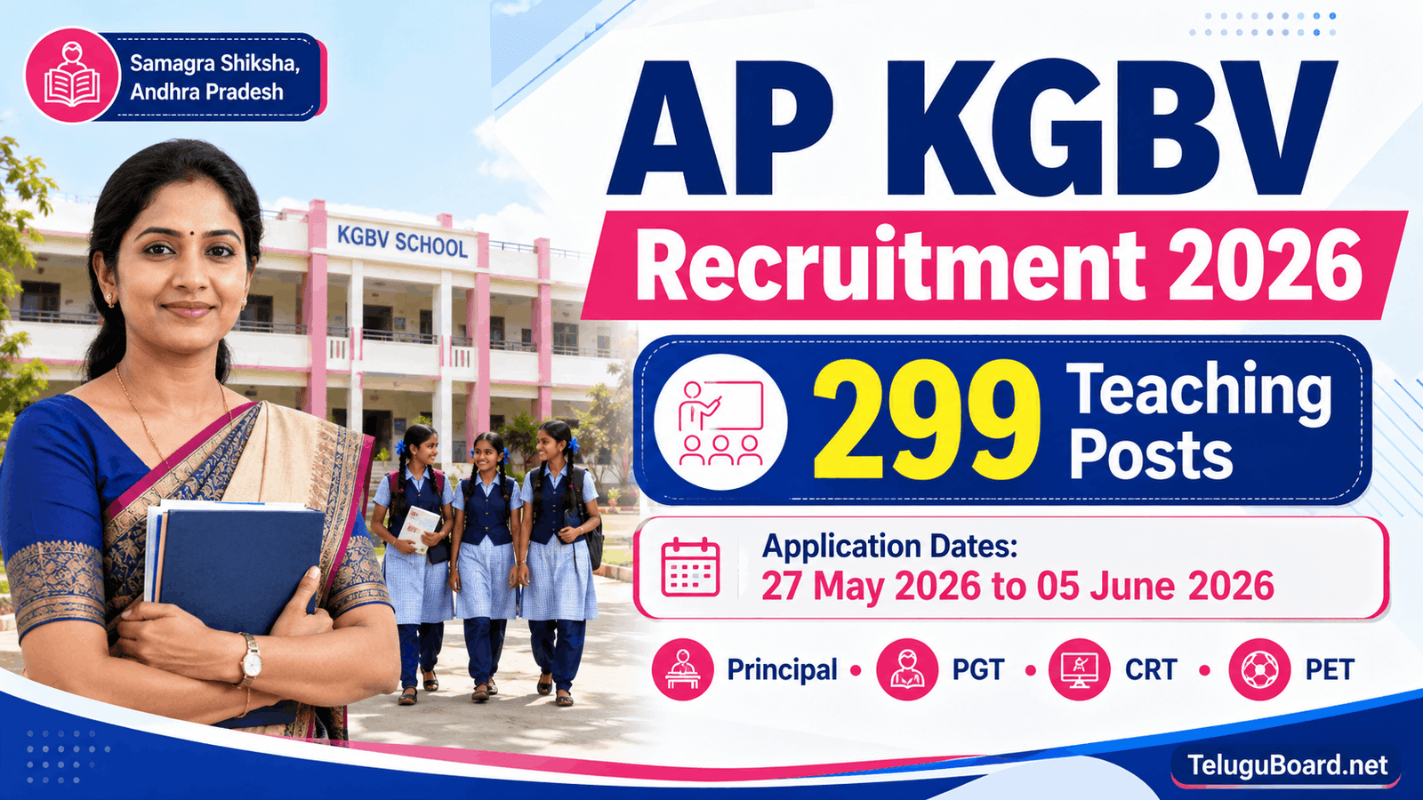 AP KGBV Recruitment 2026 notification for 299 teaching posts in Kasturba Gandhi Balika Vidyalayas on TeluguBoard.net