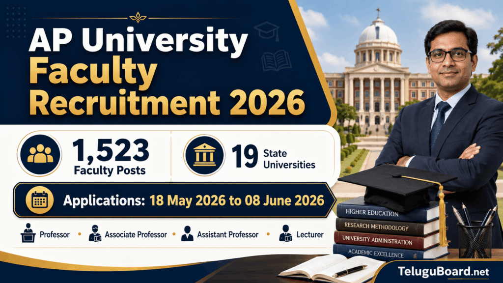 AP University Faculty Recruitment 2026 for 1523 Professor Associate Professor Assistant Professor and Lecturer posts on TeluguBoard.net